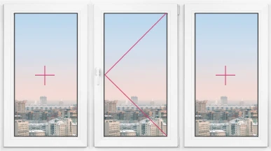 Трехстворчатое окно Rehau Delight Decor 1850x1850 - фото - 1