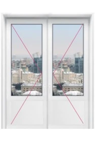 Двухстворчатая входная дверь со стеклянной вставкой сверху - фото - 3