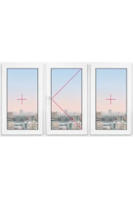 Трехстворчатое окно Rehau Thermo 2500x2500 - 1 Трехстворчатое окно Rehau Thermo 2500x2500 - фото - 1